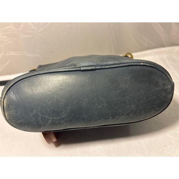 Coach Vintage Blue Leather Shoulder Bag, No.C4C-4115, Boho, Saddle Bag - Picture 5 of 10